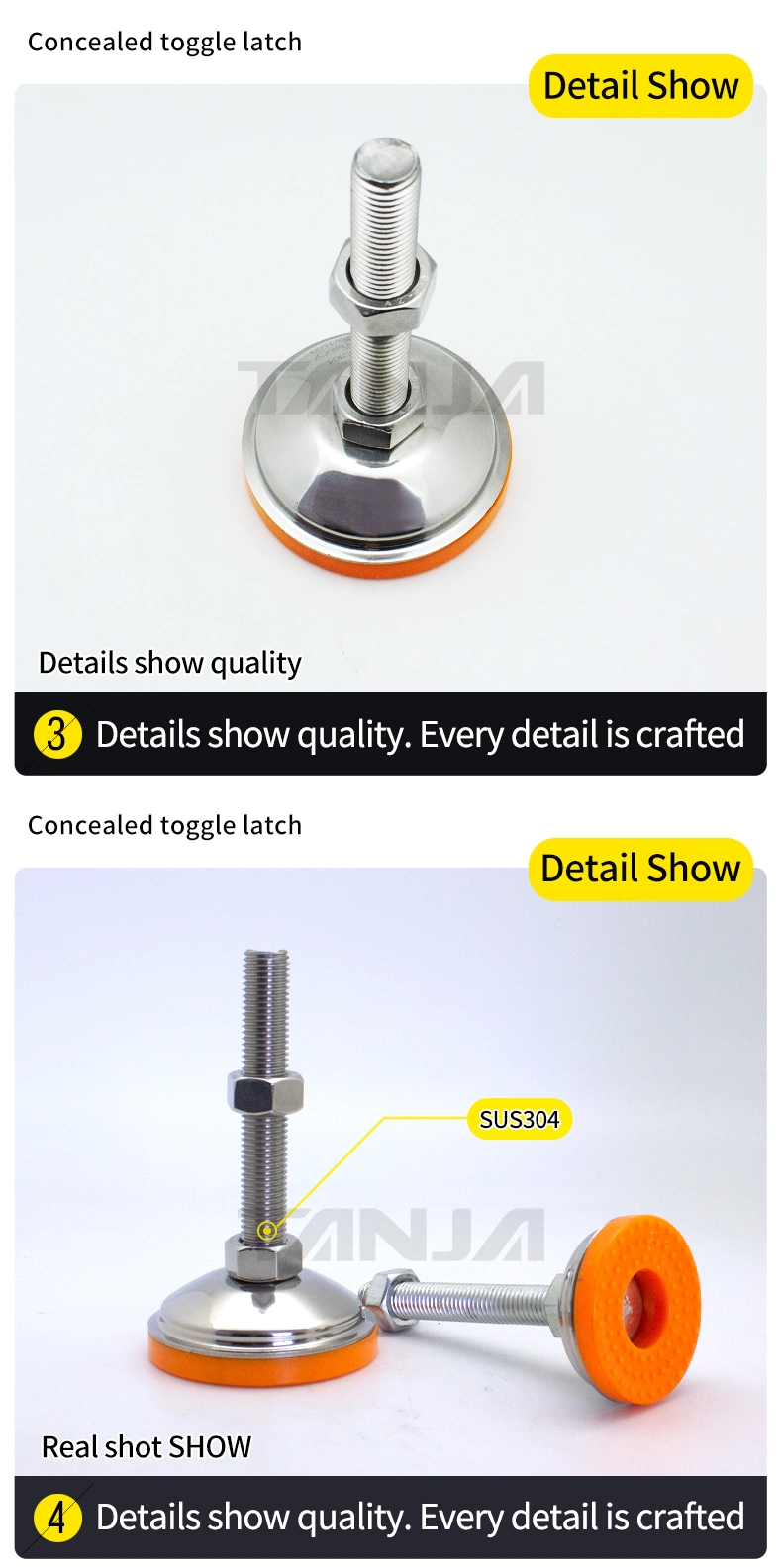 Fixed Adjustable Leveling Foot for Furniture Conveyor Equipment Machine Steel Table Rubber Feet for Industrial